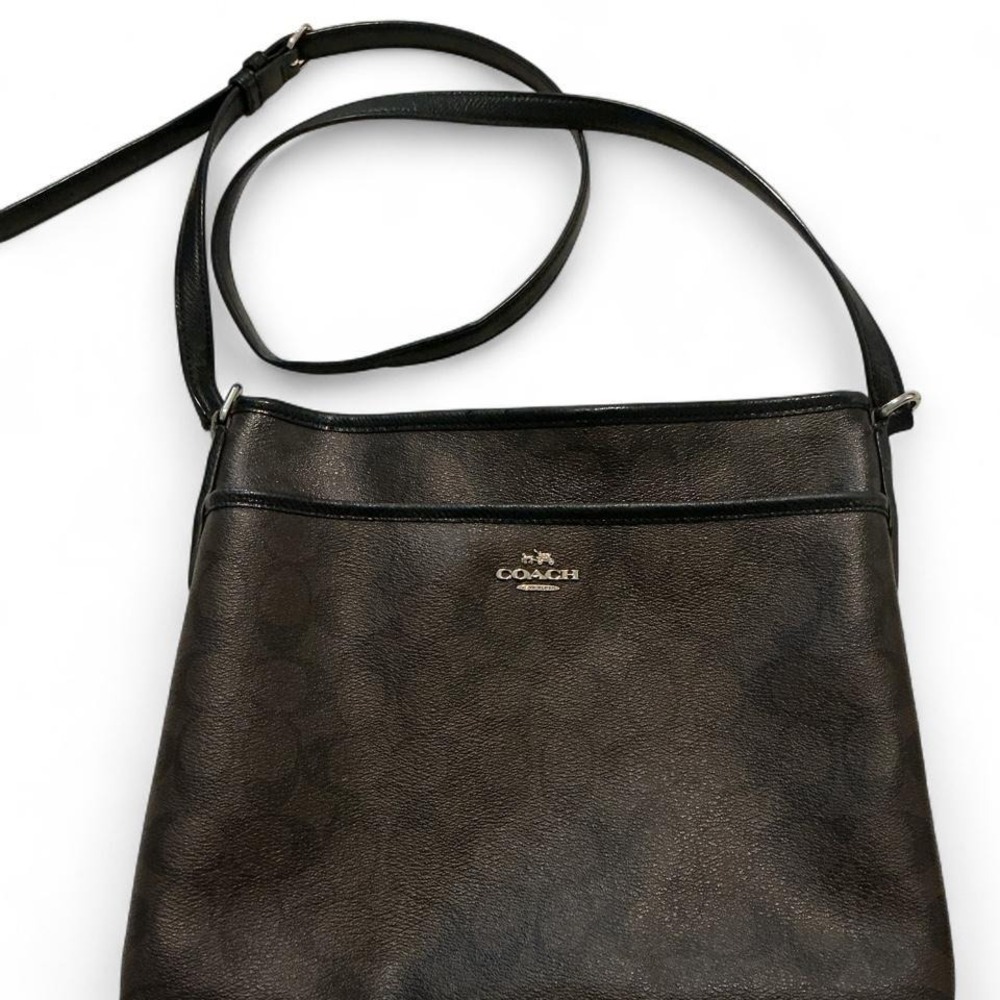 Coach File Bag Womens‎ Brown Black Signature Canvas Crossbody F34938 Good